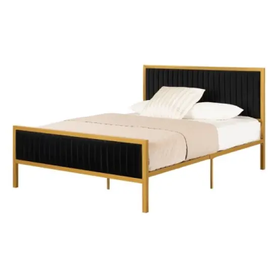 Queen Flam Upholstered Metal Bed - South Shore image {10}
