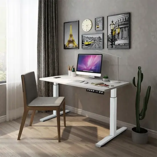 Costway Electric Stand Up Desk Frame Dual Motor Height Adjustable Stand White\Black image {1}