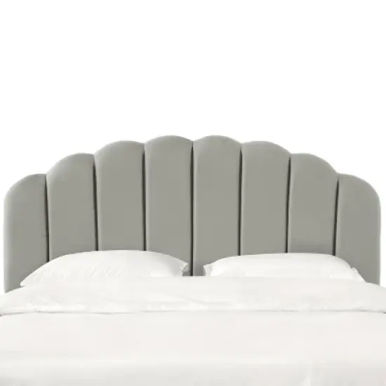 King Emma Channel Seamed Shell Headboard in Faux Silk Silver - Skyline Furniture image {1}