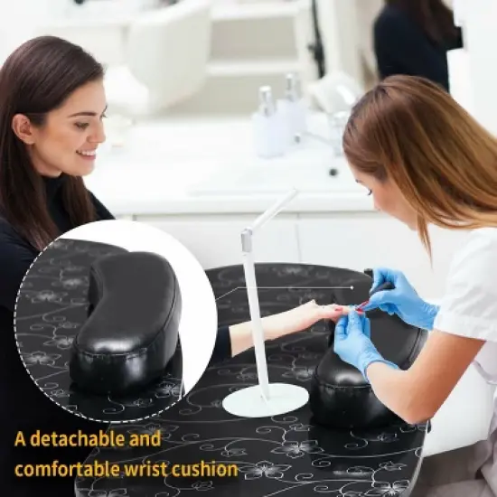 Costway Black Manicure Nail Table Portable Station Desk Spa Beauty Salon Equipment image {7}