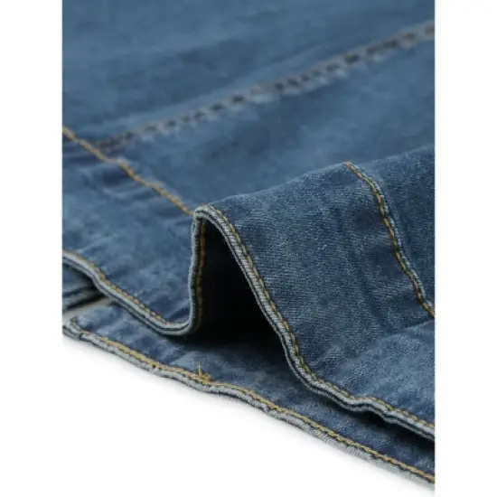 Agnes Orinda Plus Size Denim Jackets for Women Button Front Work Washed Rolled Sleeves Cropped Jean Jacket image {4}