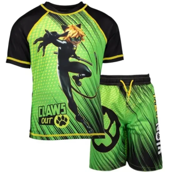 Miraculous Cat Noir Rash Guard and Swim Trunks Outfit Set Little Kid to Big Kid image {10}