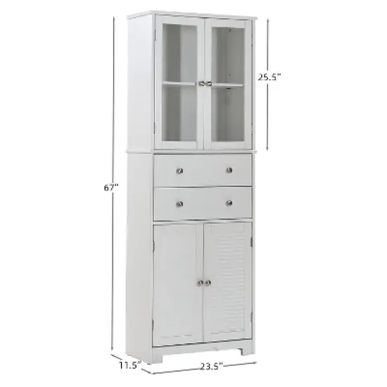 Gulches 67" Tall Kitchen Pantry Cabinet, Multi-Functional Storage with Doors, Drawers, and Adjustable Shelves, White image {2}