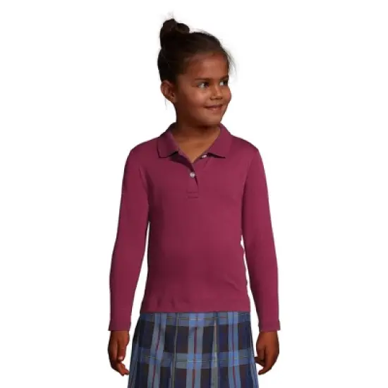 Lands' End School Uniform Girls Long Sleeve Feminine Fit Interlock Polo Shirt image {2}