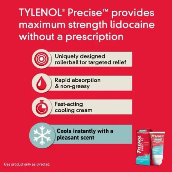Tylenol Precise Cooling Pain Relieving Cream, Maximum Strength 4% Lidocaine and 1% Menthol - 4oz image {4}