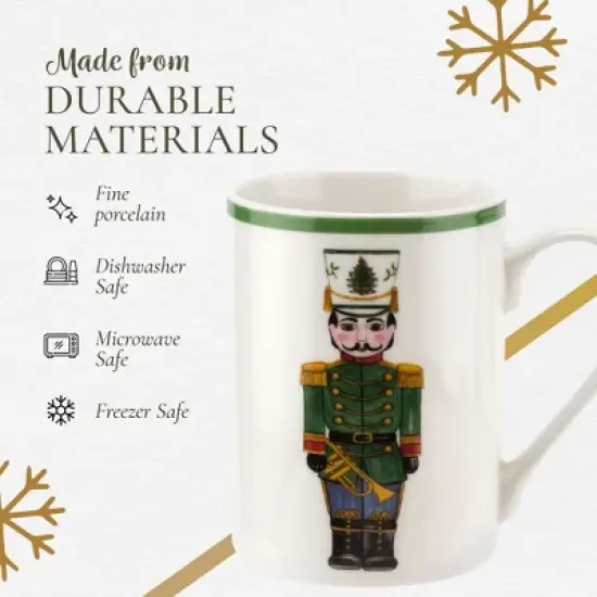 Spode Christmas Tree Nutcracker 10oz Mug & 8" Tray Set (3-Piece Set) - Festive Porcelain Mugs with Melamine Tray, Dishwasher & Microwave Safe image {3}