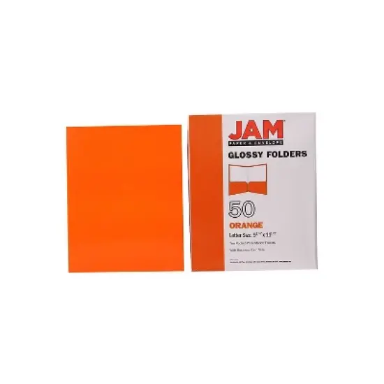 JAM Paper Laminated Two-Pocket Glossy Presentation Folders Orange 385GORD image {8}