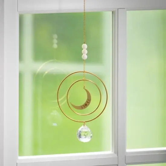 Woodstock Chimes Suncatcher Crescent Moon, White Stone 12" image {2}