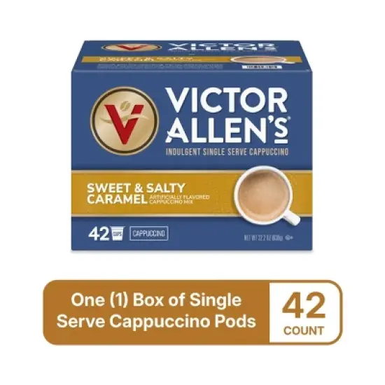 Victor Allen's Coffee Sweet and Salty Caramel Flavored Cappuccino, 42 Count, Single Serve K-Cup Pods for Keurig K-Cup Brewers Brewers image {2}