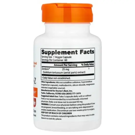 Doctor's Best Calm-Z , 25 mg, 60 Veggie Caps image {1}