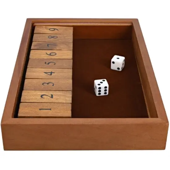 WE Games 9 Number Shut the Box Board Game with Walnut Stained Wood, 11 in. image {4}