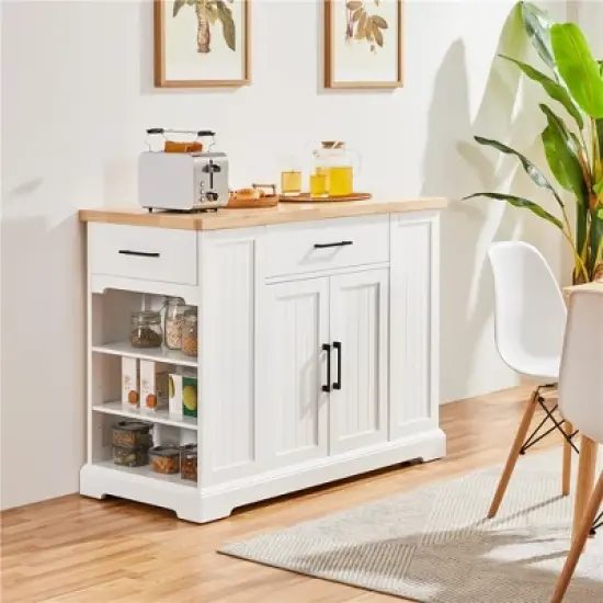 Yaheetech 36&Prime; H Wooden Kitchen Island Modern Storage Cabinet with Drawer image {1}