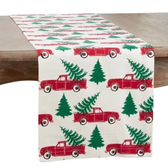 Saro Lifestyle Cotton Table Runner With Christmas Truck Design image {4}