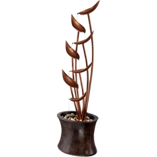 John Timberland Tiered Copper Leaves Modern Cascading Tiered Leaves Outdoor Floor Water Fountain 41" for Yard Garden Patio Deck Porch Balcony Roof image {4}