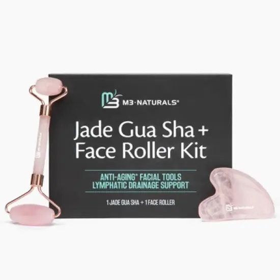 Face Roller & Gua Sha Tool Kit, Anti-Aging Facial Roller for Wrinkles, Puffiness & Lymphatic Drainage, Jade Gua Sha for Face & Skin Detox, M3 image {9}