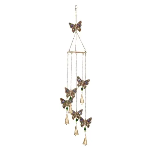39" Iron Eclectic Butterfly Windchime - Olivia & May: Whimsical Home Decor, Easy Hang image {7}
