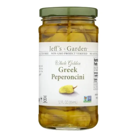 Jeff's Garden Whole Golden Greek Pepperoncini - Case of 6/12 oz image {1}