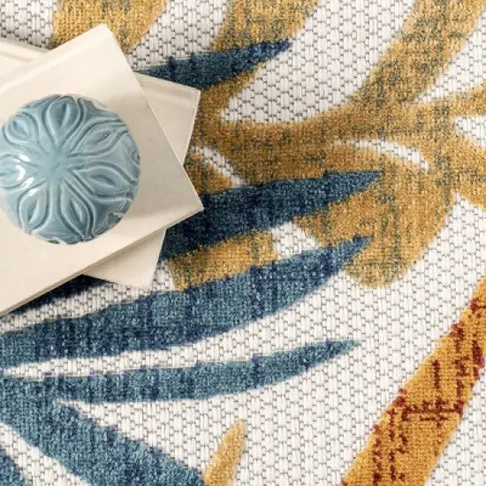 nuLOOM Flor Multi Tropical Leaves Indoor/Outdoor Patio Area Rug image {5}