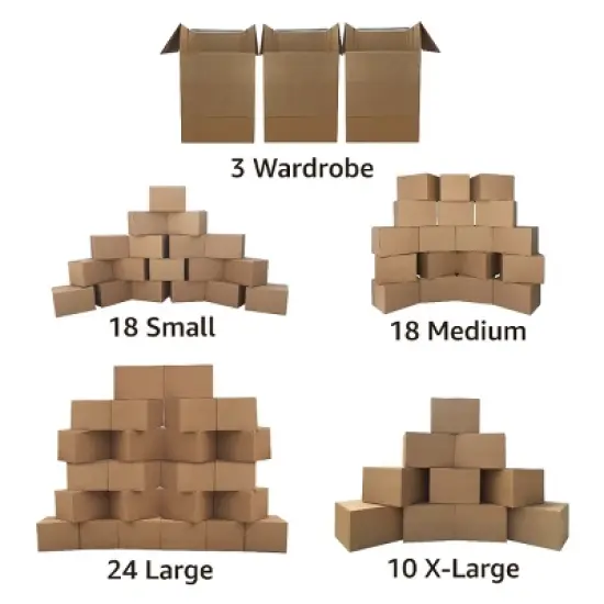 UBMOVE 7 Room Wardrobe Kit with 70 Corrugated Moving Boxes and Packing Supplies image {2}