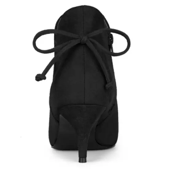 Allegra K Women's Pointed Toe Kitten Heel Ankle Booties image {3}