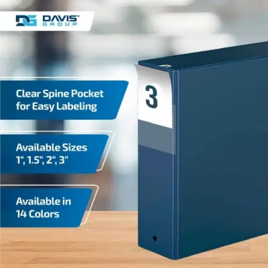 Premium Economy 3" Round Ring Binder 6pk Navy Blue: Davis Group, Hard Cover, 600 Sheet Capacity, 2 Pockets, Polypropylene image {4}