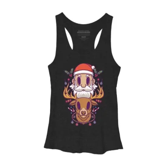 Women's Design By Humans Santa and The Reindeer By PentoolKnight Racerback Tank Top image {3}