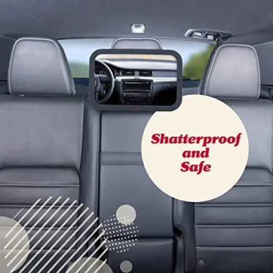 Lusso Gear Baby Backseat Car Mirror for Rear Facing Car Seats, Extra Wide, Stable and Shatterproof image {2}