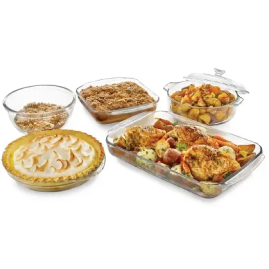 Libbey Baker's Basics 5 Piece Glass Casserole Baking Dish Set with 1 Cover image {6}