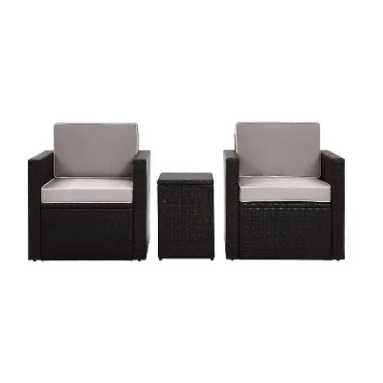 Palm Harbor 3pc All-Weather Wicker Patio Conversation Set Gray - Crosley image {2}