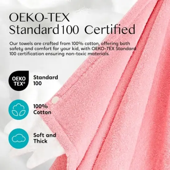 Joyfy Unicorn Hooded Towel for Kids - Soft 100% Cotton Bath Beach Towel - 30" x 50" for Kids 3-10 Years - Absorbent Swim Towel Pullover for Boys Girls image {2}