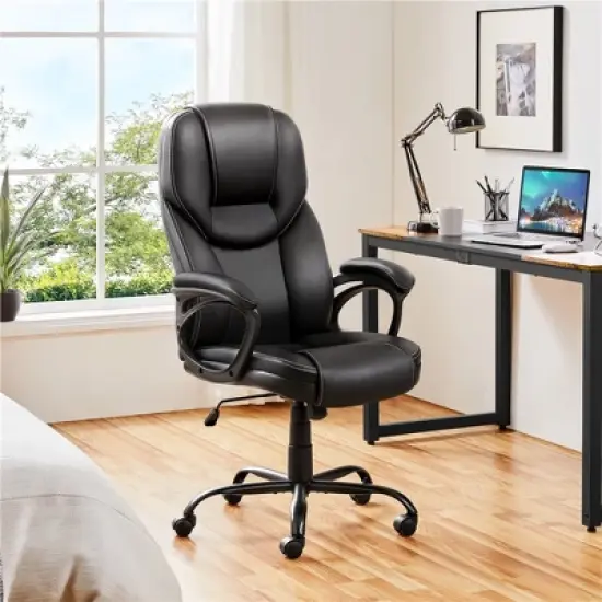 Yaheetech Faux Leather Executive Office Chair with Ergonomic High Back image {1}