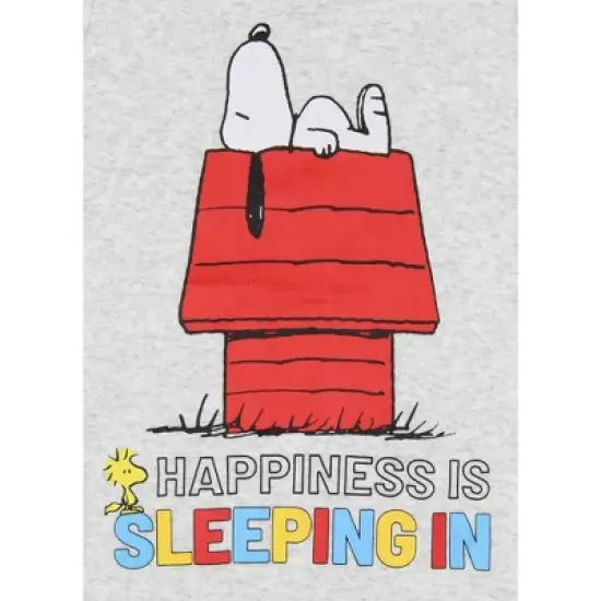 Peanuts Girls' Snoopy Happiness Is Sleeping In Pajama Set Tank Top Shorts Grey image {2}