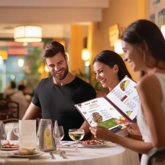 WeChef 30 Packs Restaurant Menu Covers 8.5 x 14" Double Fold 2 Pages 4 Views Burgundy Red image {8}