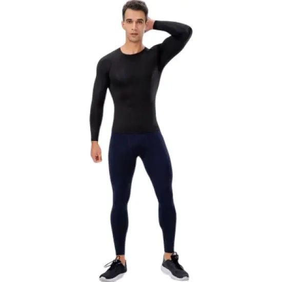 Anna-Kaci Active Men's Long Sleeve Compression Shirt with Crew Neck and Moisture-Wicking Stretch Fabric image {4}