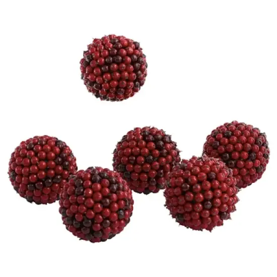 Nearly Natural set of 6 Red Berry Ball Red (5") image {2}