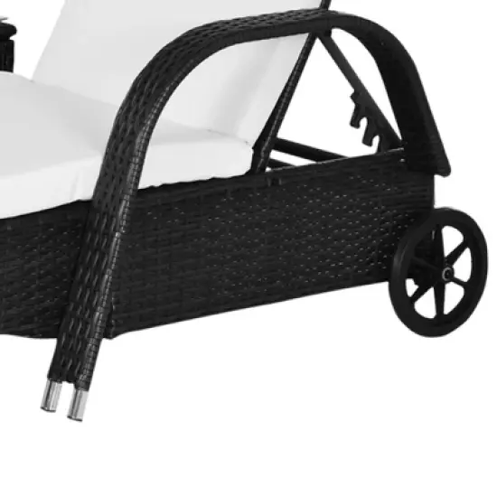 Outsunny Chaise Lounge Set of 2 with 5 Angle Backrest, Wheels, Armrests, Table, Cushions, PE Rattan Wicker Chairs, 3-Piece Pool Furniture Set image {5}