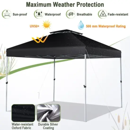 Tangkula 2-Tier 10' x 10' Pop-up Canopy Tent Instant Gazebo Adjustable Carry Bag w/ Wheel image {6}