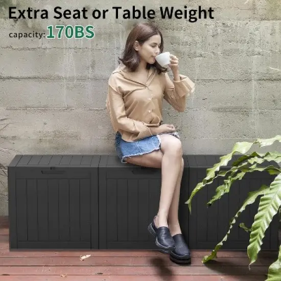 BI&SEA 30 Gallon Waterproof Deck Box-053,Lockable Resin Storage Box for Patio Furniture Cushions Garden Tools and Outdoor Delivery Storage image {4}