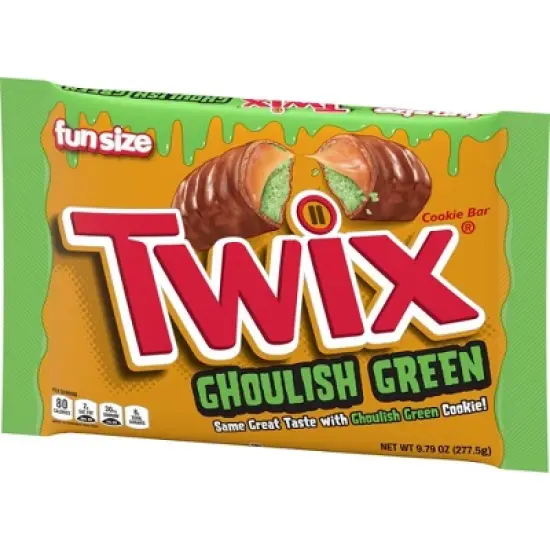 Twix Halloween Ghoulish Green Caramel Cookie Chocolate Bars Fun Size - 9.79oz image {8}