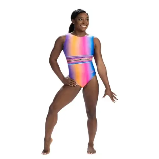GK Elite Girls' Simone Biles Gradient Striped Leotard image {2}