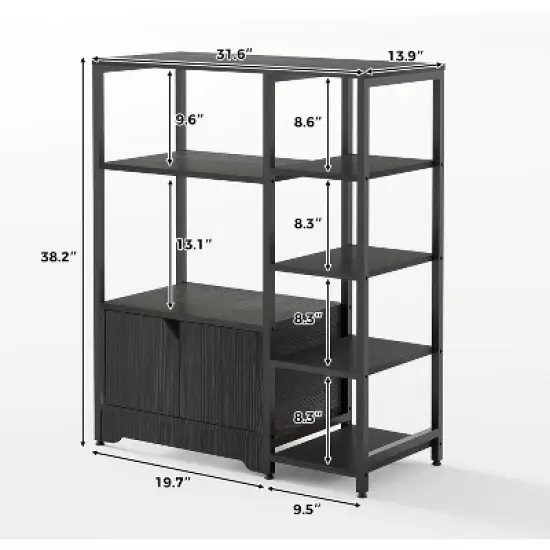 Kitchen Baker Rack, Industrial Kitchen Storage Rack with Power Outlet, Freestanding Microwave Oven Stand, Coffee Bar Table for Dining Room image {2}