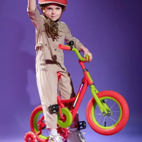 Jetson Light Rider 12" Kids' Light Up Bike - Red/Lime image {1}