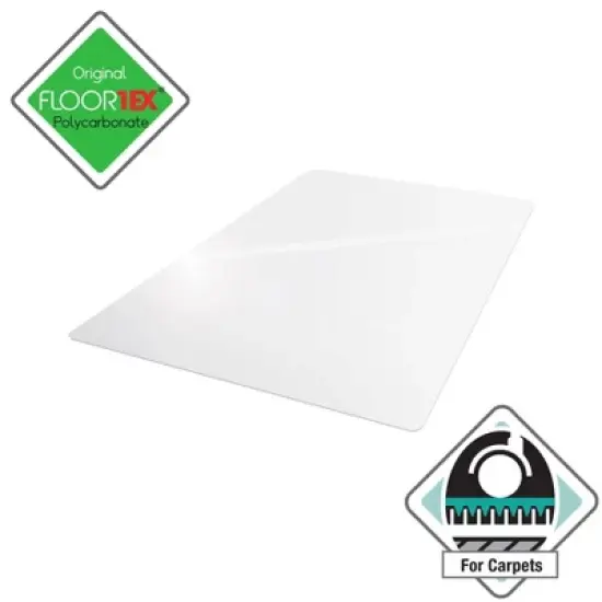 Polycarbonate Rectangular Chair Mat for Low Pile Carpets Clear - Floortex image {8}