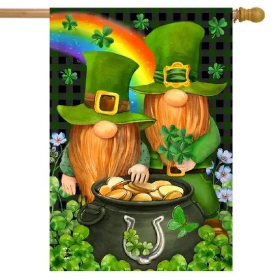 Briarwood Lane Irish Gnomes St. Patrick's Day House Flag 28" x 40 image {1}