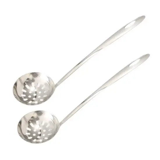 Unique Bargains Stainless Steel Mesh Slotted Strainer Ladle Cooking Utensil 10" Length Silver Tone 2 Pcs image {6}