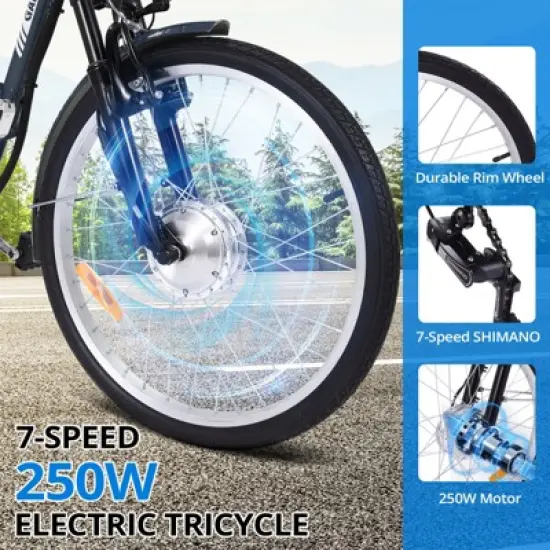 Electric Trike for Adults,  3 Wheel Motorized Bicycle ,36V 10Ah Removable Battery, Extra Large Basket image {4}