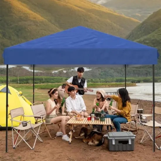 10x10 Pop Up Canopy Tent with Sidewall, One-Button Setup, Adjustable Height, Roller Bag & Sandbags, for Patio, Beach, Garden, Camping & Party Use image {4}