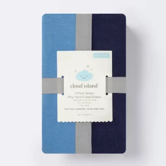 Fitted Playard Jersey Sheet - Cloud Island&trade; Navy & Blue 2pk image {3}