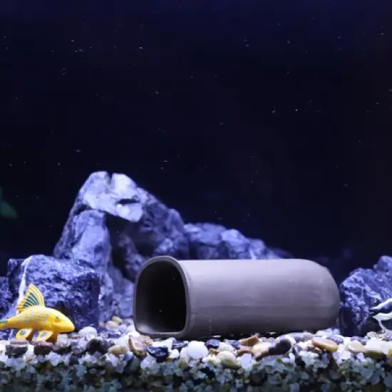 Unique Bargains Hiding Rock Small Fish Aquarium Decorations Ceramic Cave Brown 5.71"x2.17"x1.97" 1 Pc image {5}