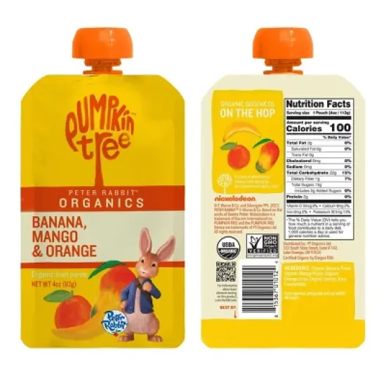 Peter Rabbit Organics Banana Mango & Orange Baby Food Pouch - 4oz image {2}